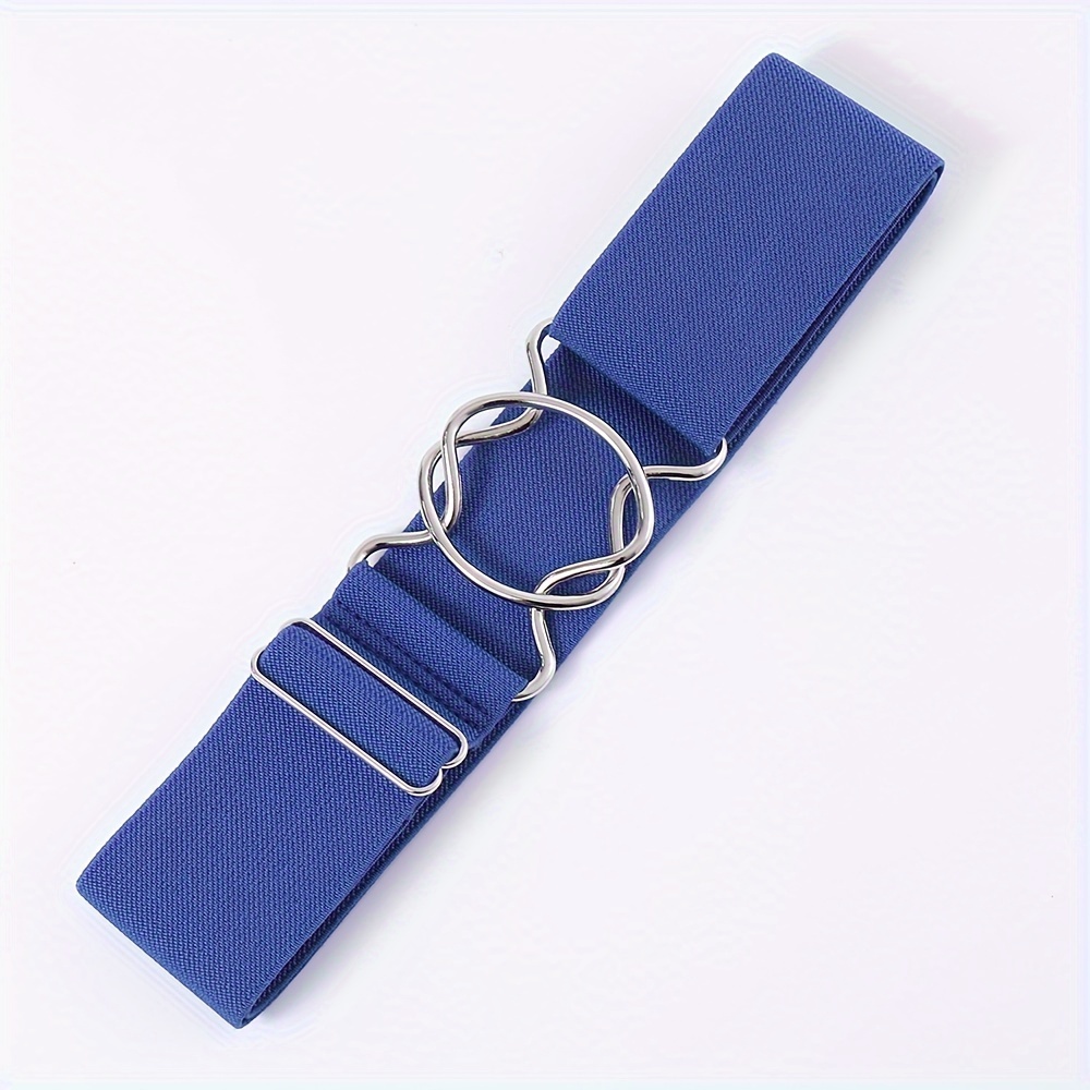 Adjustable Stretch Belt Elastic Waistband Dual Loop Buckle Casual Style